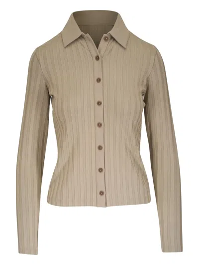Vince Ribbed Shirt In Neutral