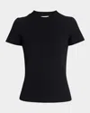 Vince Ribbed Short-sleeve Crewneck Top In Coastal Blue