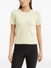 Vince Ribbed Short-sleeve Knitted T-shirt In Neutral