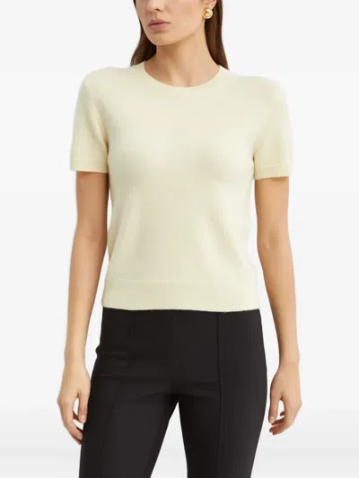 Vince Ribbed Short-sleeve Knitted T-shirt In Neutral