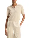 Vince Ribbed Short Sleeve Polo Sweater In White