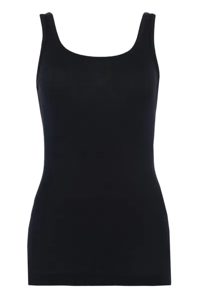 Vince Ribbed Sleeveless Tank Top In Blue