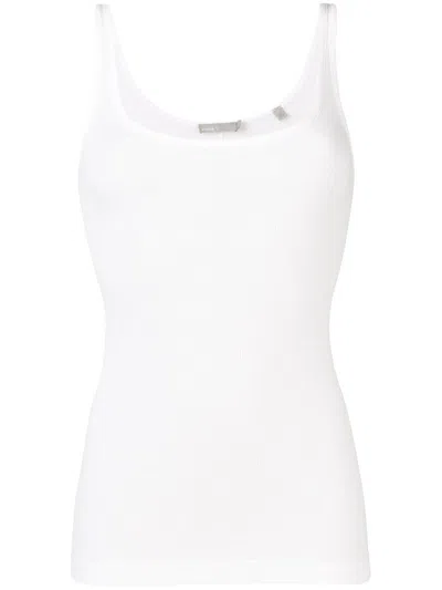 Vince Ribbed Sleeveless Tank Top In White