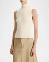 Vince Rib Sleeveless Turtleneck In Chalk
