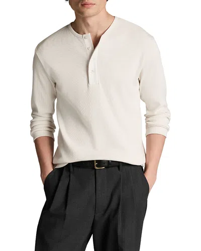 Vince Ribbed Stretch Cotton Henley Shirt In White