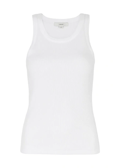 Vince Ribbed Stretch-jersey Tank In White