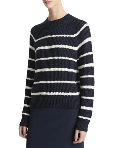 Vince Ribbed Stripe Pullover In Blue