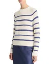 Vince Ribbed Stripe Pullover In Pampas/dark Blue Stipe