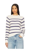 Vince Ribbed Stripe Pullover In Pampas & Dark Periwinkle