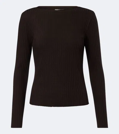 Vince Ribbed Sweater In Brown