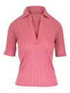 Vince Ribbed T-shirt In Pink