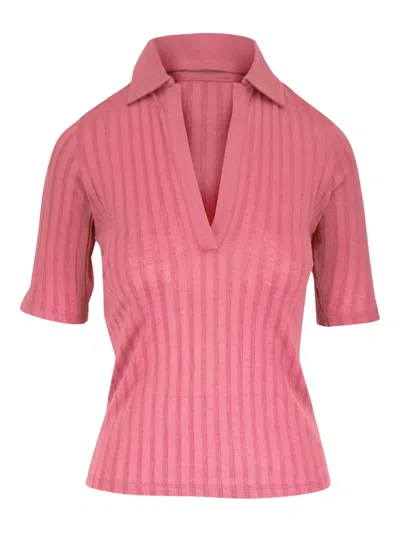 Vince Ribbed T-shirt In Pink