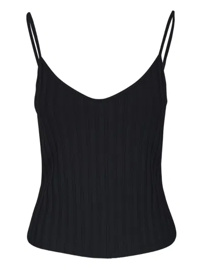 Vince Ribbed Tank Top In Black