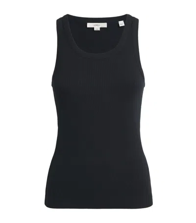 Vince Ribbed Tank Top In Black