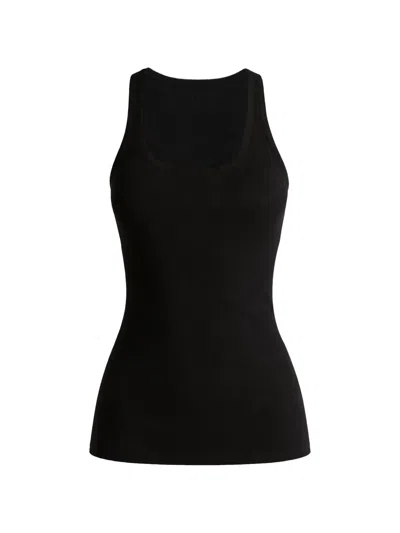 Vince Ribbed Tank Top In Black