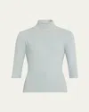 Vince Ribbed Turtleneck Top In H Capri