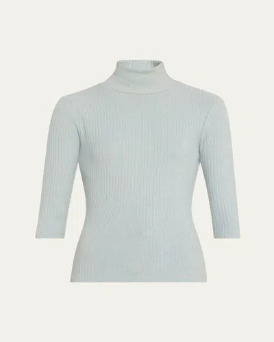 Vince Ribbed Turtleneck Top In H Capri