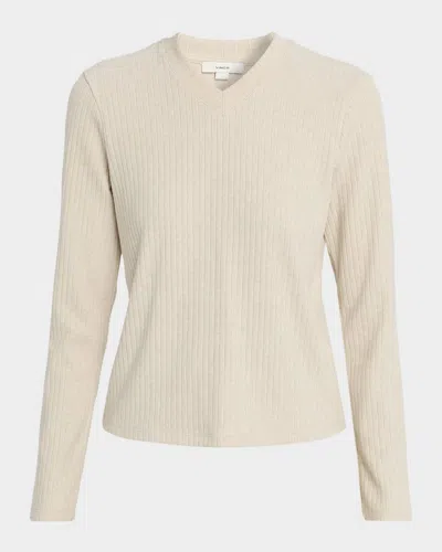 Vince Ribbed V-neck Sweater In Neutral