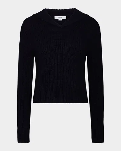 Vince Ribbed Wool-cashmere Sailor Sweater In Blue