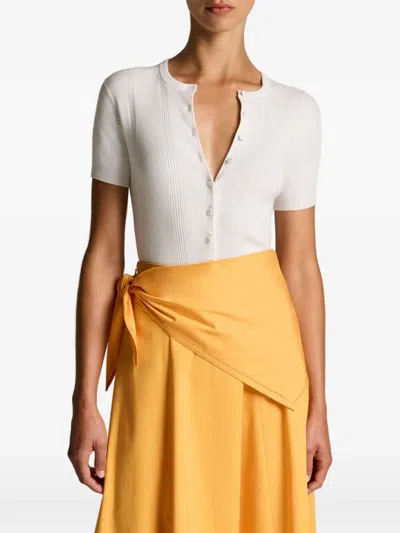 Vince Ribbed-knit Button-front Cardigan In White