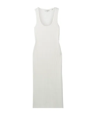Vince Ribbed-knit Midi Dress In White