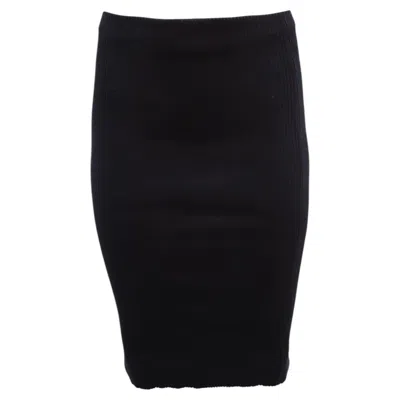 Pre-owned Vince Ribbed-knit Midi Skirt In Navy Blue Cotton