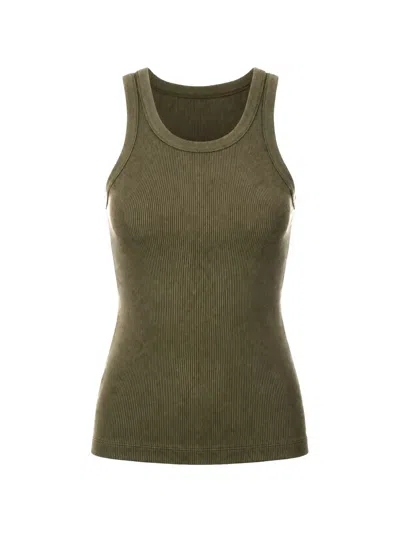 Vince Ribbed-knit Tank Top In Green