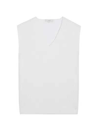 Vince Ribbed-knit V-neck Vest Top In White