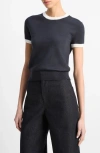 Vince Short-sleeve Ringer Sweater Tee In Blue