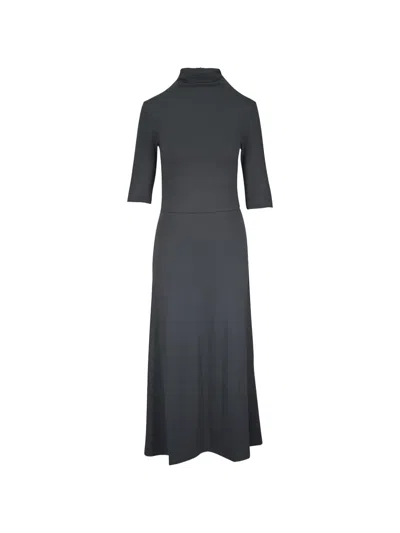 Vince Roll-neck Midi Dress In Gray