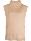 Vince Roll-neck Sleeveless Jumper In Neutrals