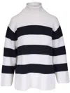 Vince Roll-neck Striped Sweater In White