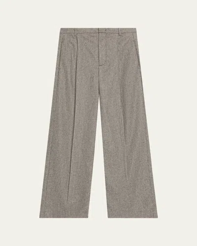 Vince Roma Check High-rise Wool-blend Trousers In Gray