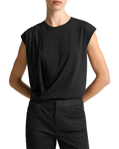 VINCE ROUND NECK DRAPE TOP