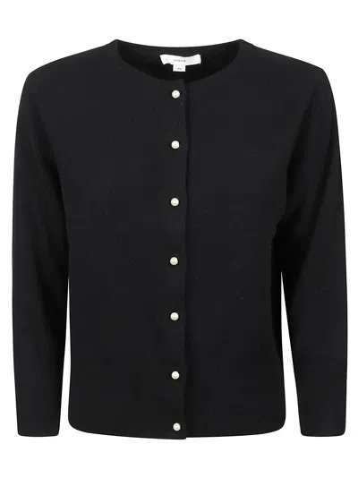 Vince Round Neck Full Buttoned Cardigan In Blk Black