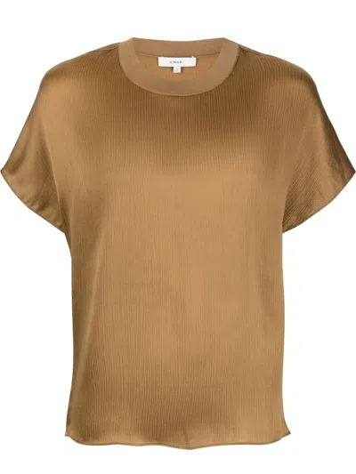 Vince Round Neck T-shirt In Brown