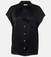 Vince Cap Sleeve Button-up Shirt In Black