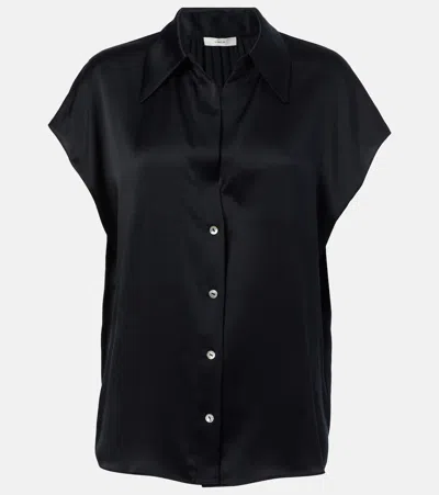 VINCE RUCHED SILK SATIN TOP