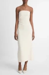 Vince Ruched Strapless Midi Dress In White