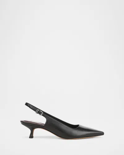 Vince Sabra Leather Kitten Slingback Pumps In Black