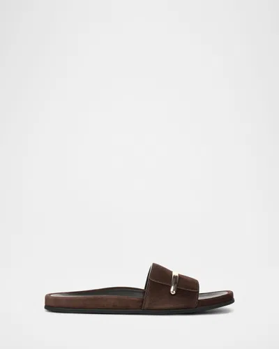 Vince Sadie Suede Slide Sandals In Brown