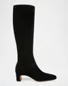 Vince Saira Suede Kitten Knee Boots In Black