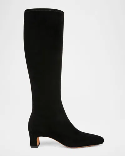 Vince Saira Suede Kitten Knee Boots In Black
