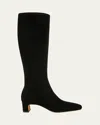 Vince Saira Suede Kitten Knee Boots In Black