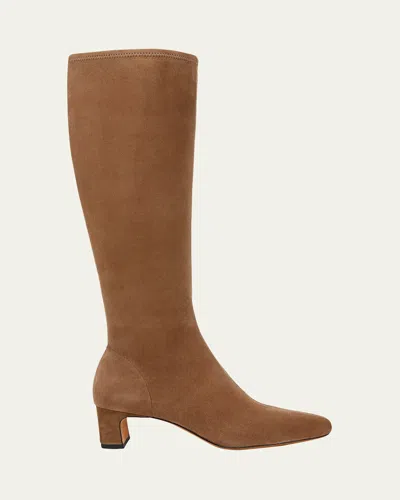 Vince Saira Suede Kitten Knee Boots In Elmwood