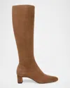Vince Saira Suede Kitten Knee Boots In Elmwood