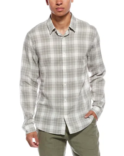 Vince Salton Plaid Classic Fit Linen-blend Shirt