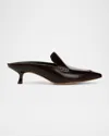 Vince Samy Pointed Toe Kitten Heel Loafer Mule In Ganache Brown Leather