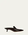 Vince Samy Pointed Toe Kitten Heel Loafer Mule In Ganache Brown Leather