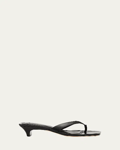 Vince San Juan Leather Heeled Thong Sandals In Black